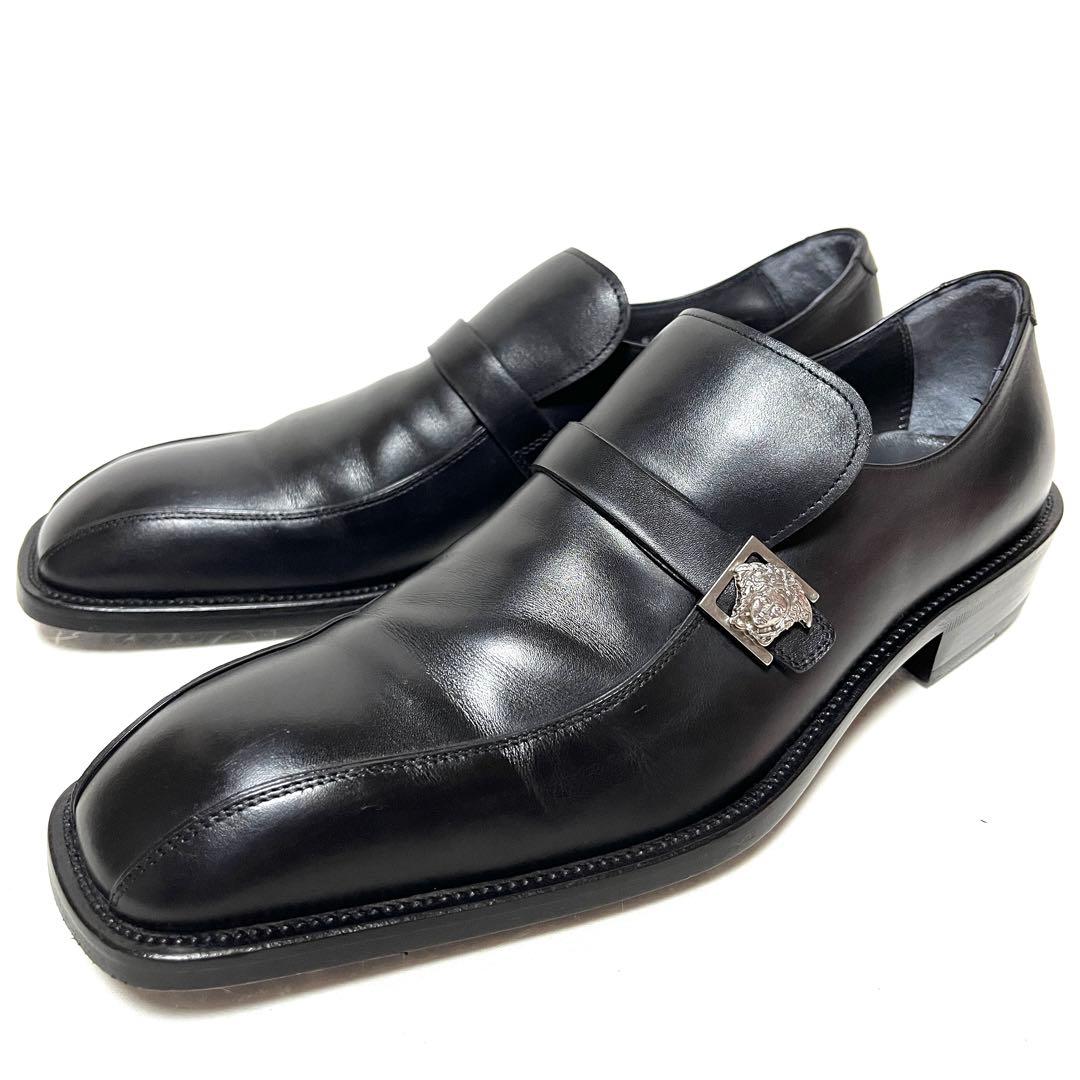 ★美品★GIANNI VERSACE★スワールトゥ★9(27.5cm)★ブラック