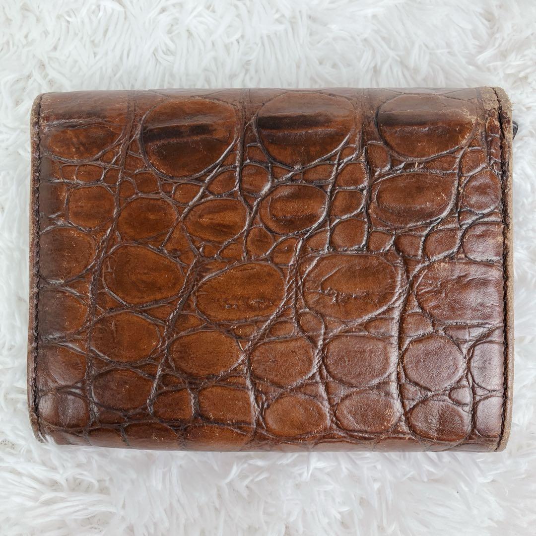 sa ミュウミュウ 折り財布クロコ型押し レザー y2k アーカイブ 茶