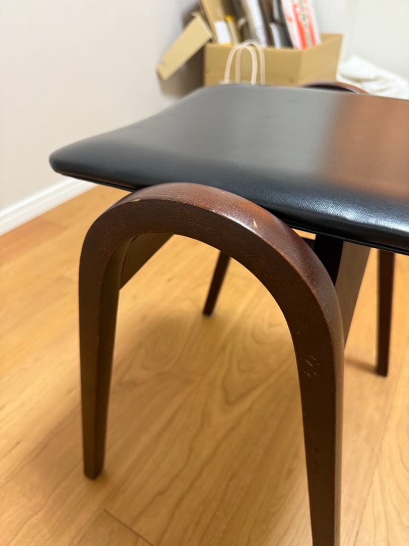 秋田木工　曲げ木スタッキングスツール　黒　椅子　アンティーク剣持勇　ビンテージ