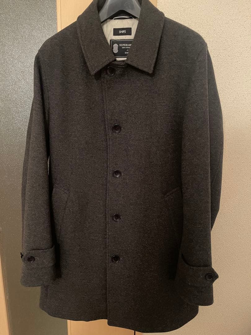SHIPS シップス　シングルPコート　チャコールグレー　XLサイズ ピーコート