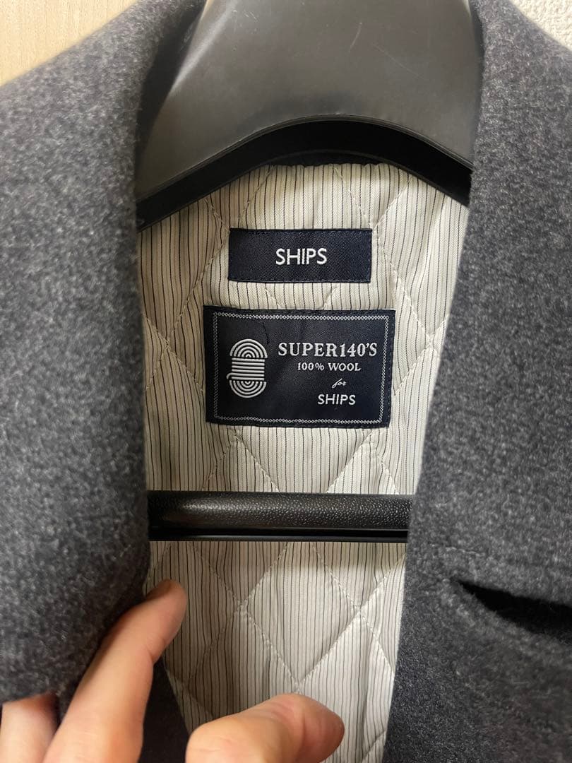 SHIPS シップス　シングルPコート　チャコールグレー　XLサイズ ピーコート