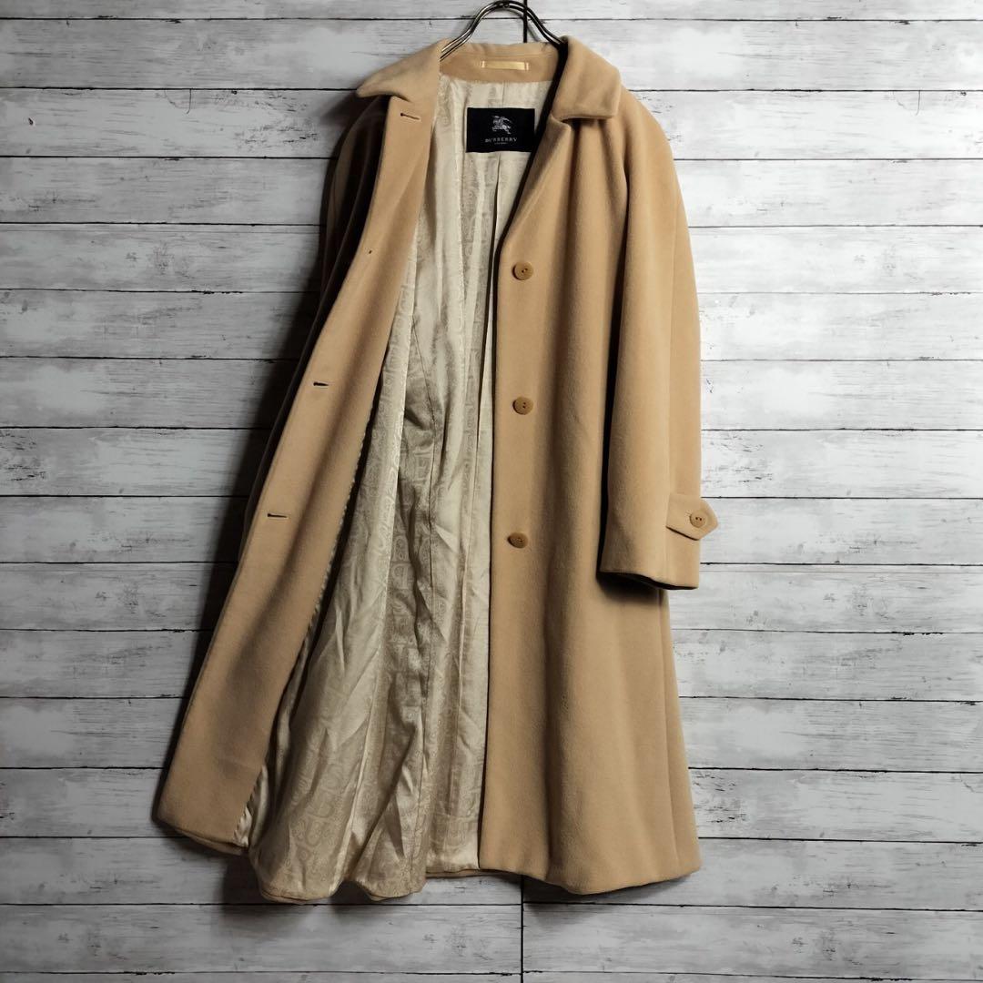バーバリーロンドン ロングチェスターコート アンゴラ ウール 裏地モノグラム