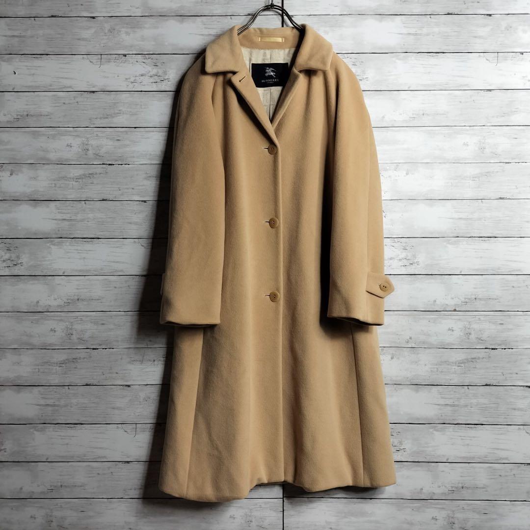 バーバリーロンドン ロングチェスターコート アンゴラ ウール 裏地モノグラム