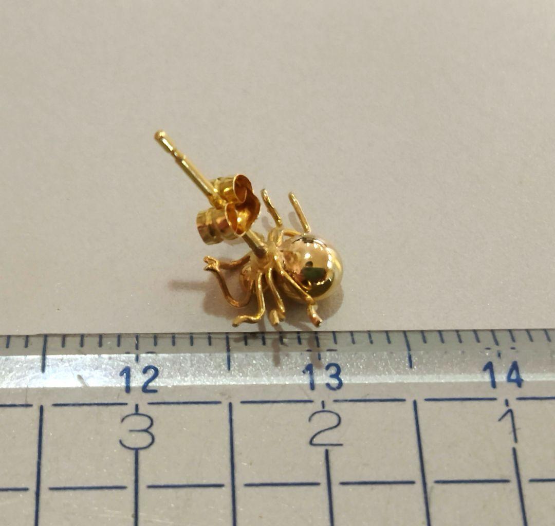 K18 蜘蛛デザインのピアス 約0.4g