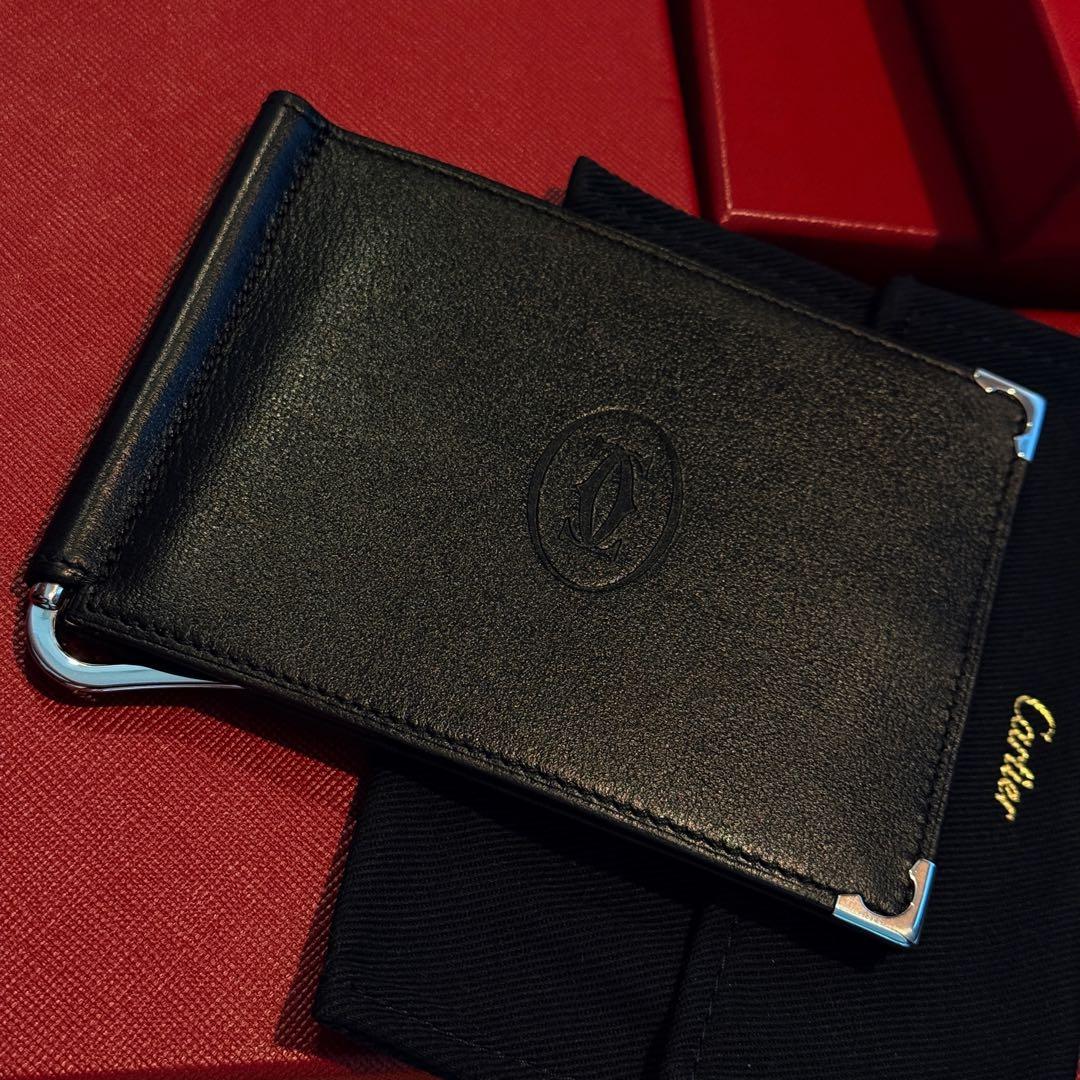 Cartier マネークリップ 2つ折り 財布 カード入れ ブラック マストドゥ