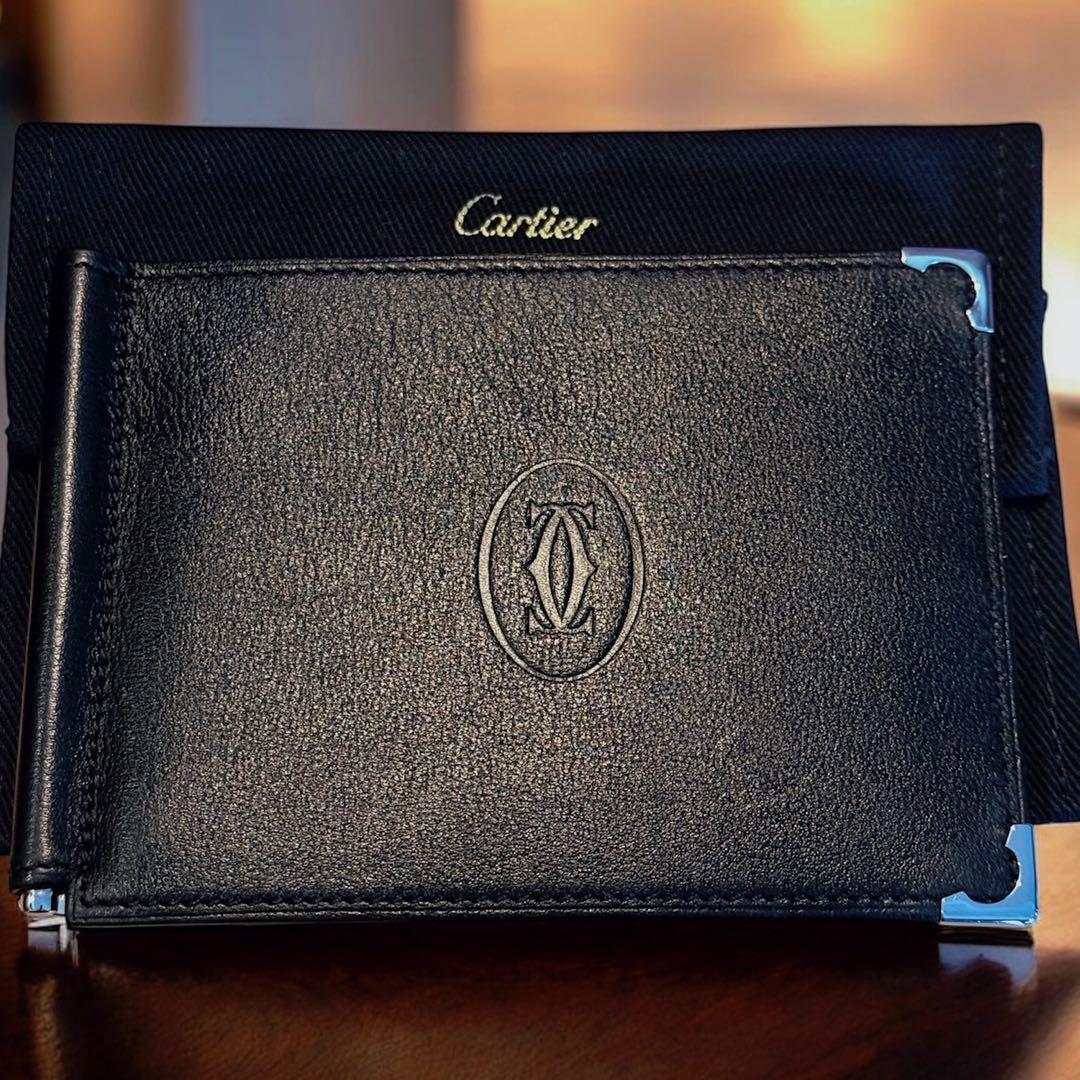 Cartier マネークリップ 2つ折り 財布 カード入れ ブラック マストドゥ