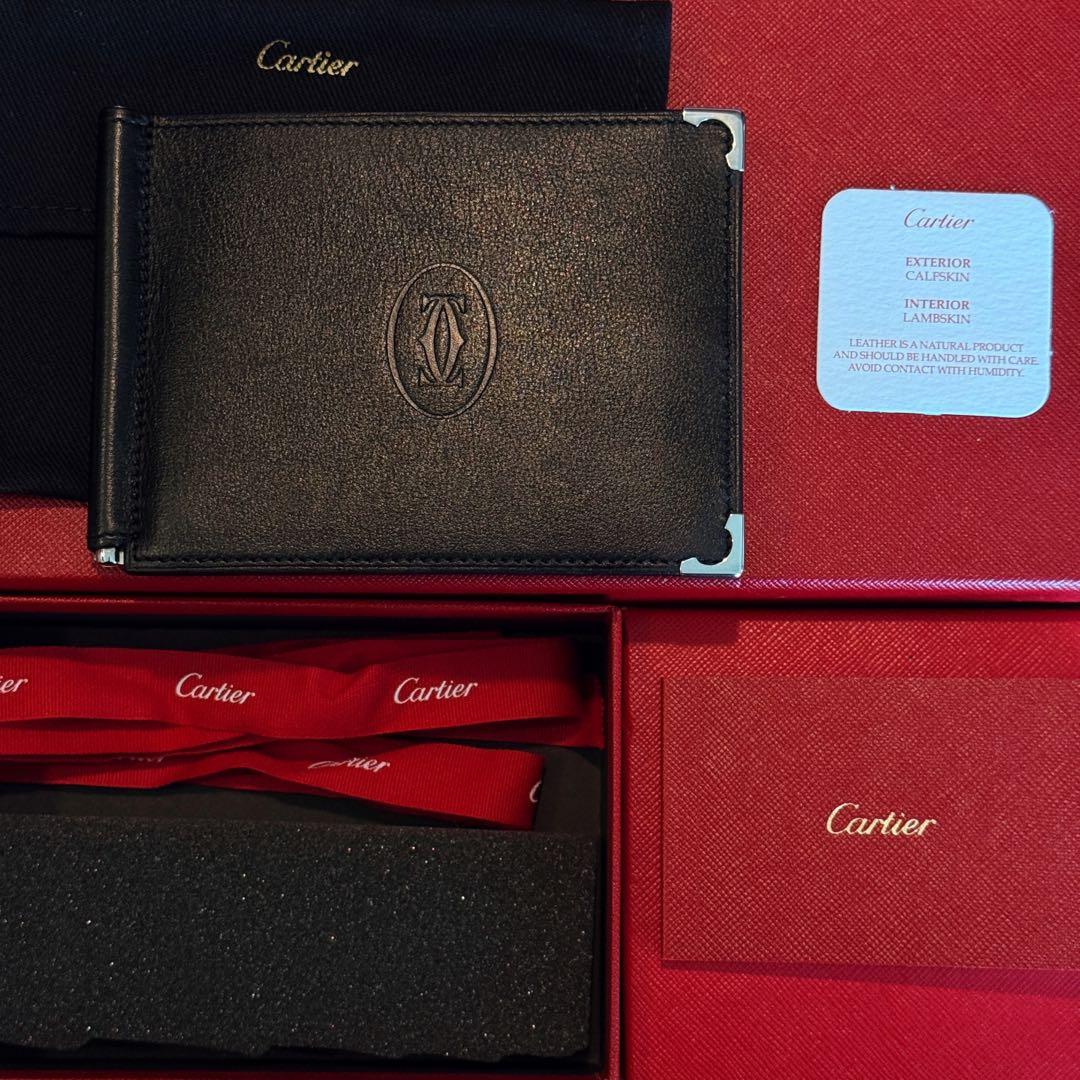 Cartier マネークリップ 2つ折り 財布 カード入れ ブラック マストドゥ
