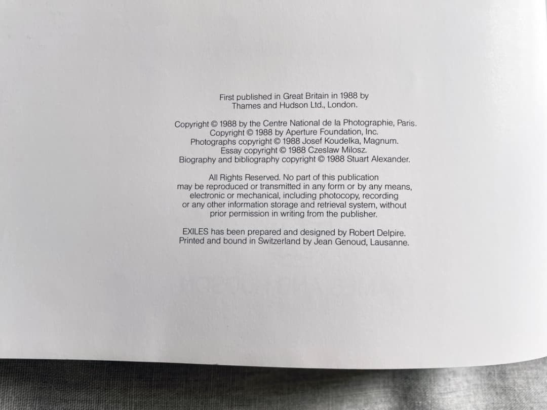 初版本 JOSEF KOUDELKA EXILES ジョセフ クーデルカ 写真集