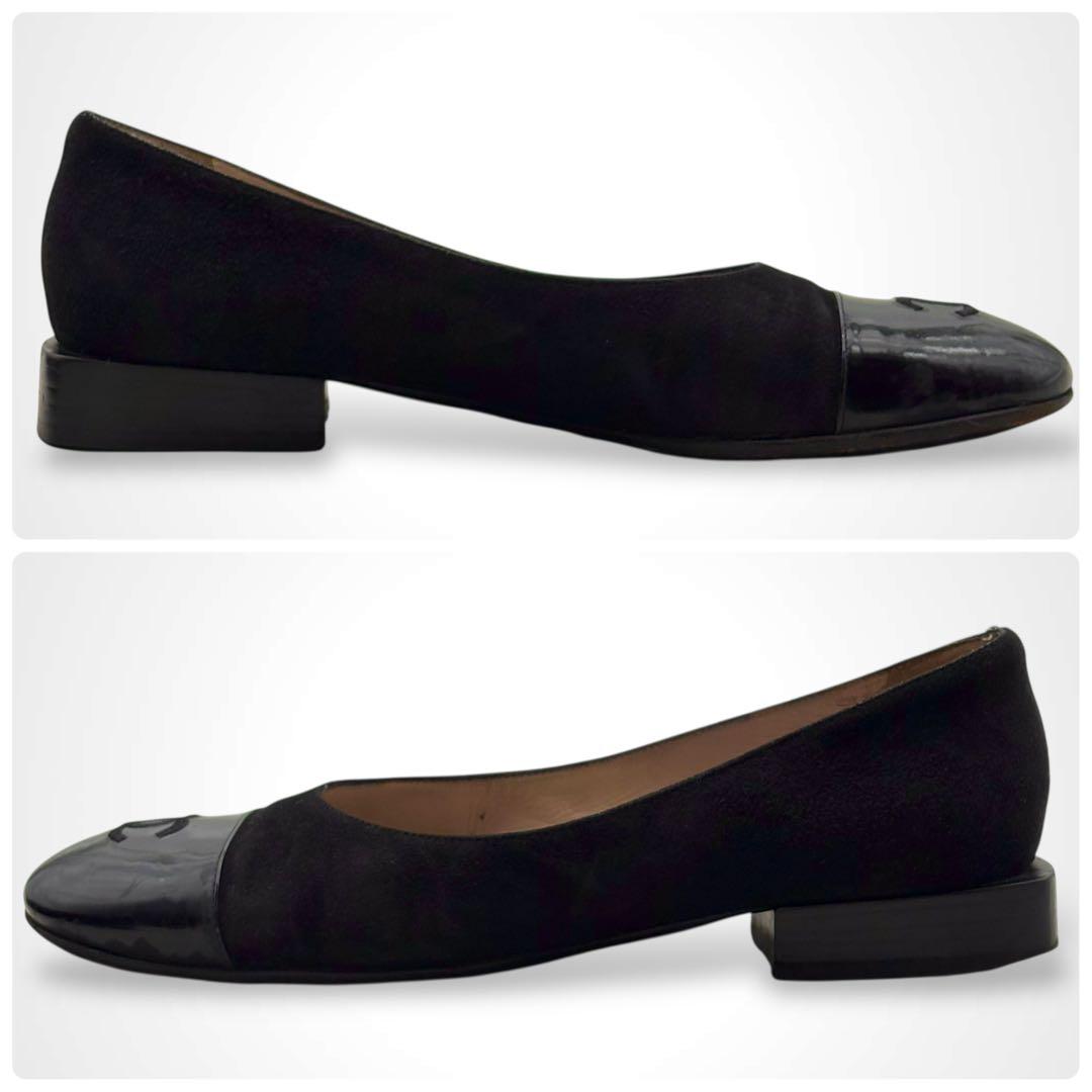 CHANEL シャネル ココマーク フラットシューズ パンプス 黒 イタリア製