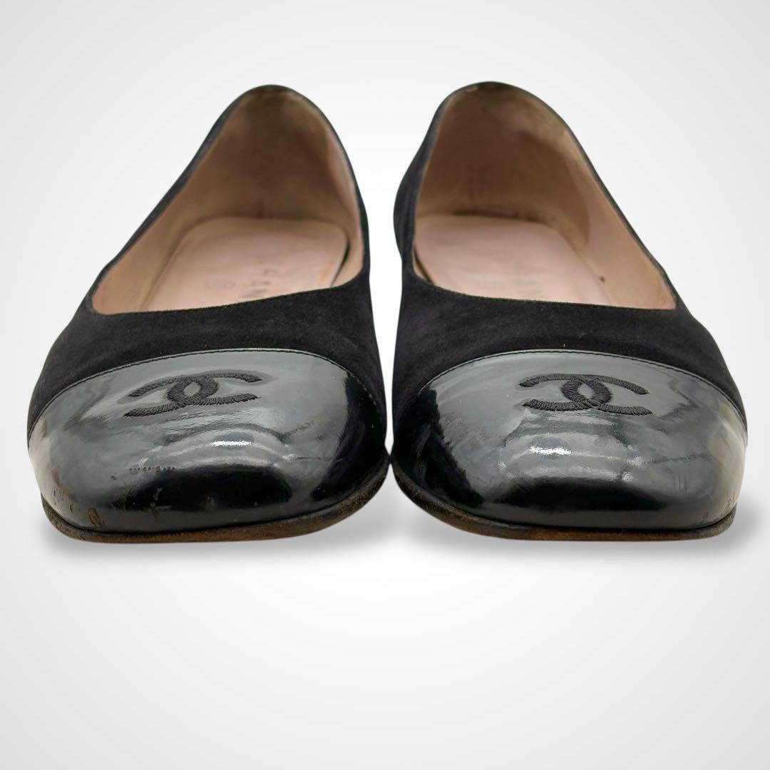 CHANEL シャネル ココマーク フラットシューズ パンプス 黒 イタリア製