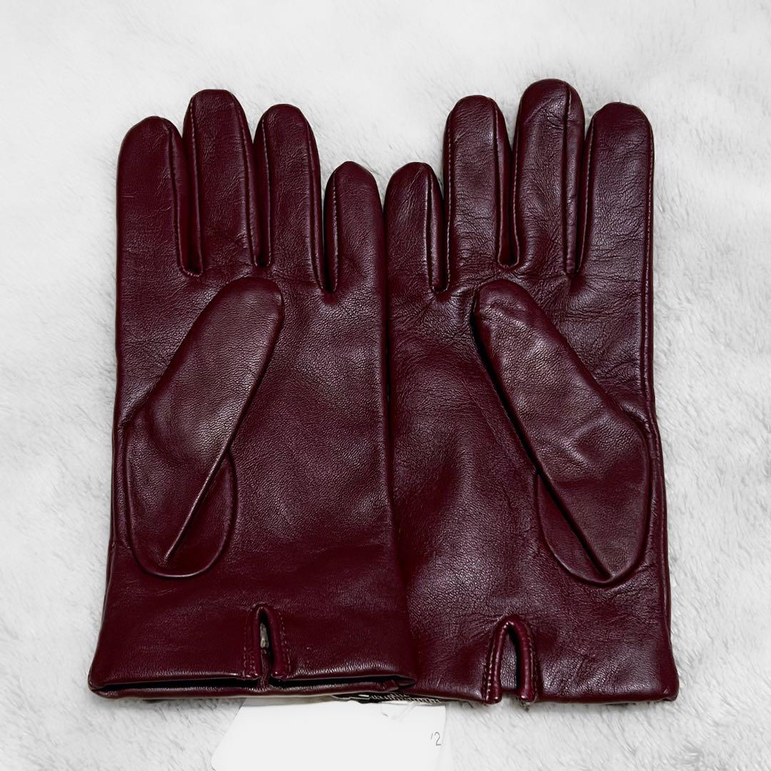 ●未使用 COACH コーチ 羊革 シープレザー 手袋 リボン バーガンディ