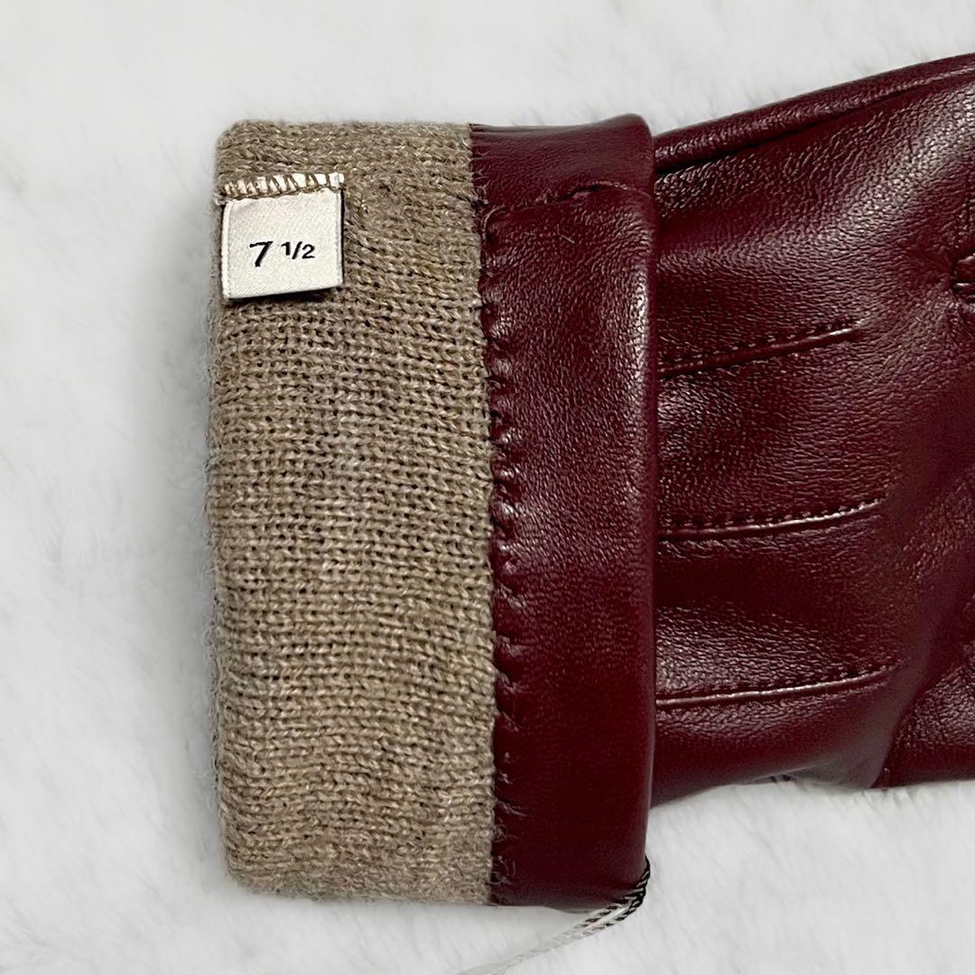 ●未使用 COACH コーチ 羊革 シープレザー 手袋 リボン バーガンディ