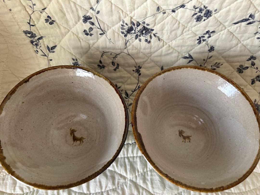 未使用　やちむん　古我知焼　ヒージャーマカイ　茶碗２個