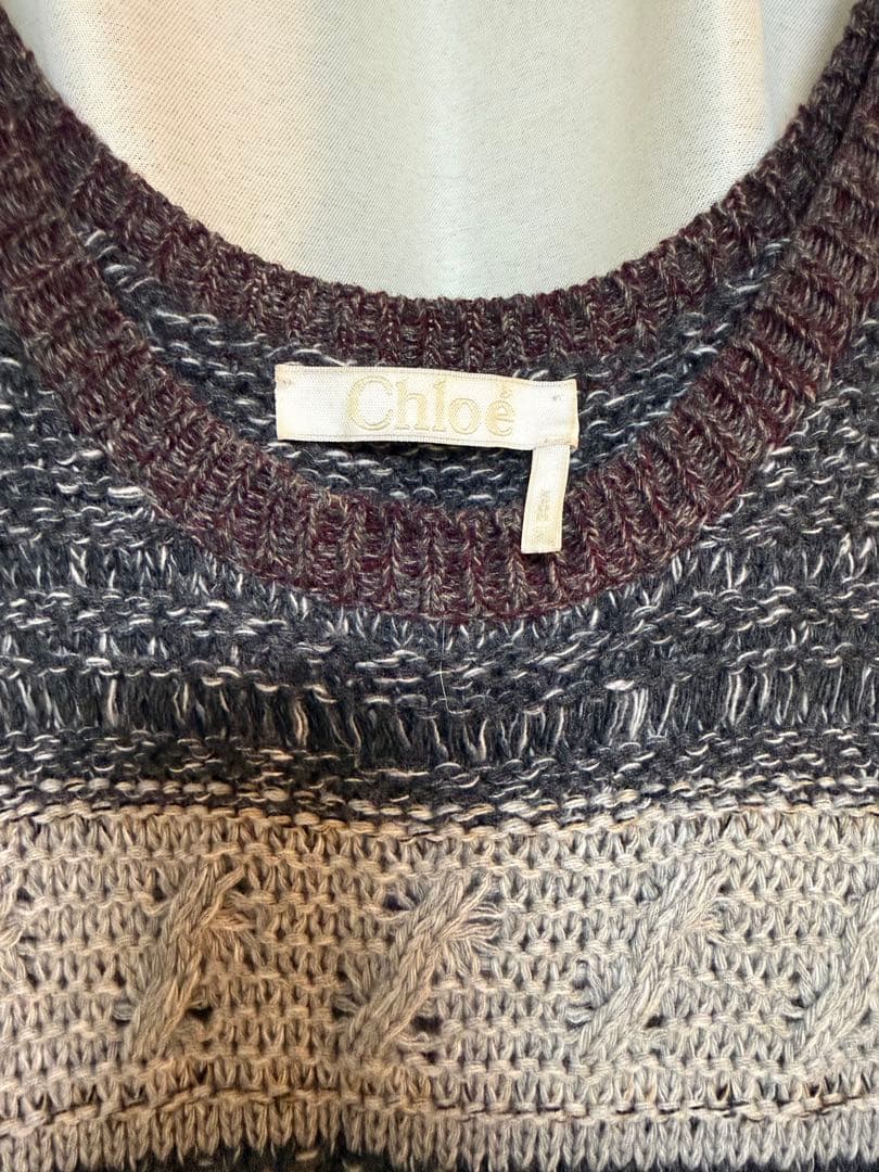 Chloé ノースリーブニットワンピース マルチカラー
