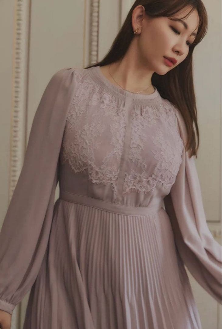 【新品未使用】Vol.1 Pleated Chiffon Lace Dress