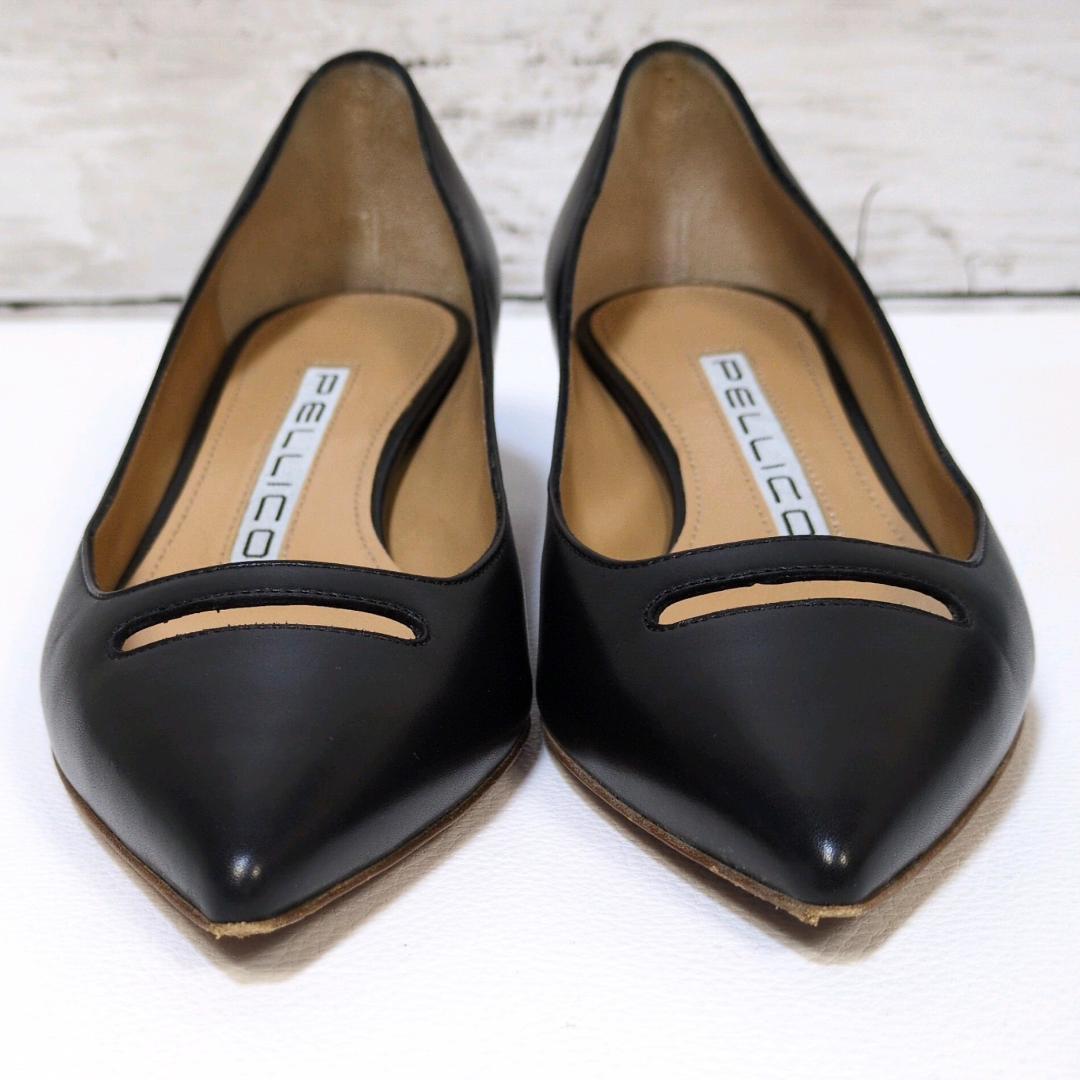 美品 ペリーコ アネッリ ヒール ポインテッドトゥ 34 21cm レザー