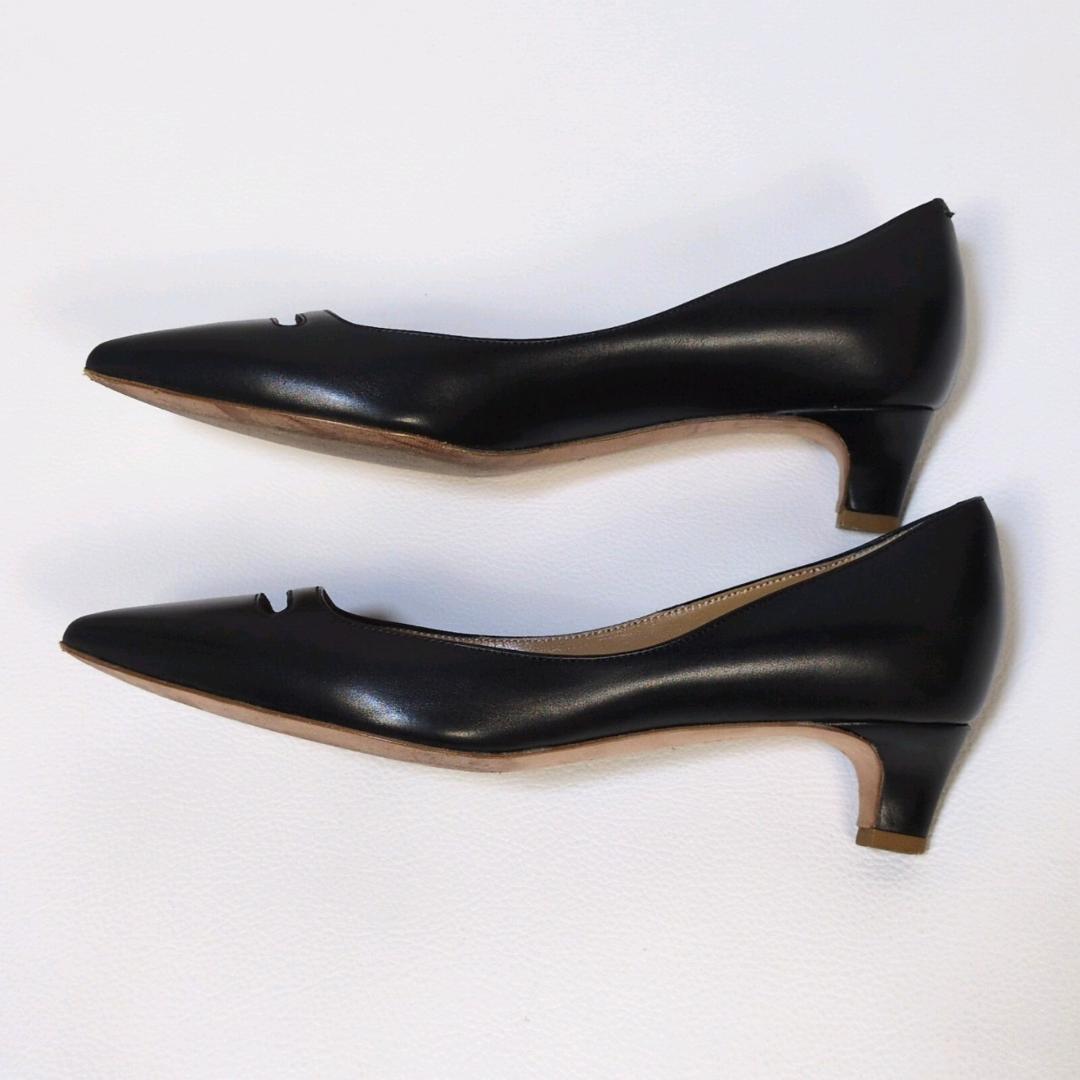 美品 ペリーコ アネッリ ヒール ポインテッドトゥ 34 21cm レザー
