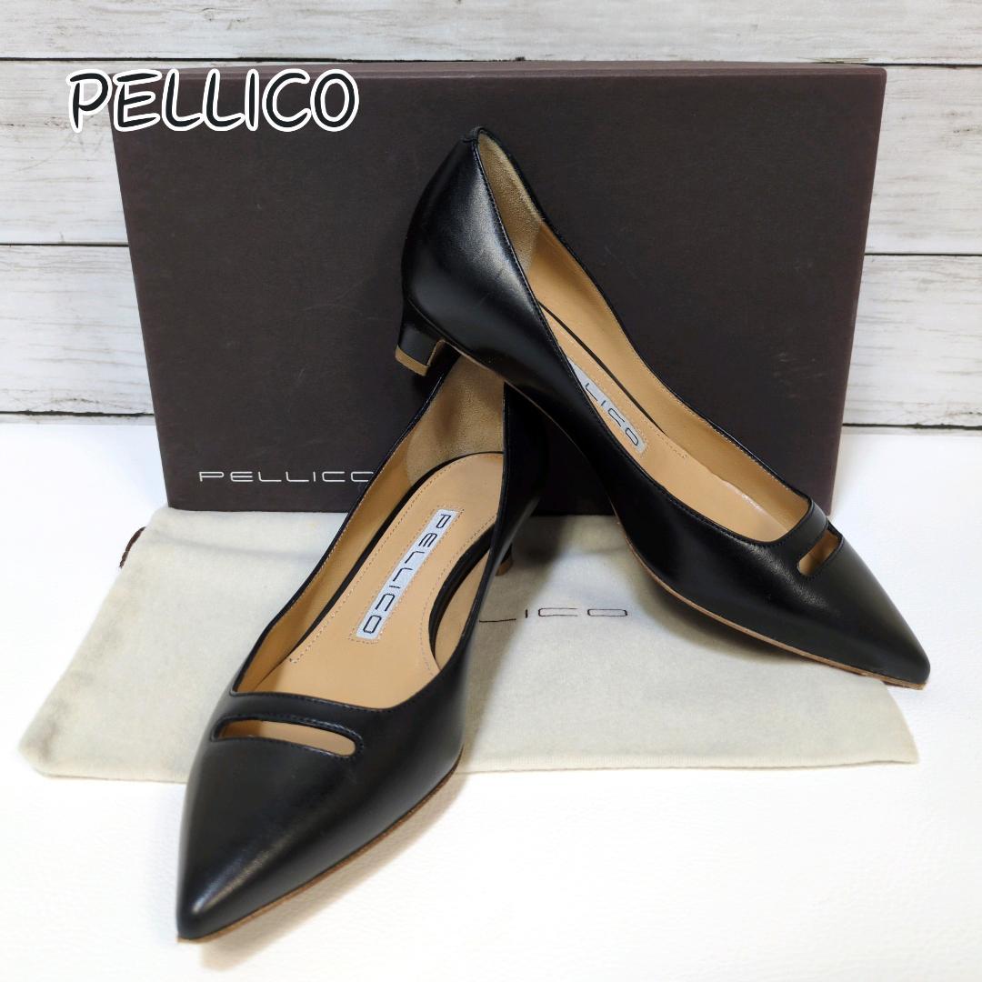 美品 ペリーコ アネッリ ヒール ポインテッドトゥ 34 21cm レザー