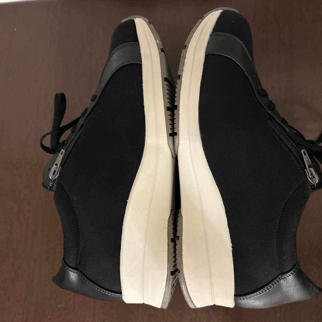 【美品】25.0 アカイシ AF126ジッパー付き黒スニーカー　厚底