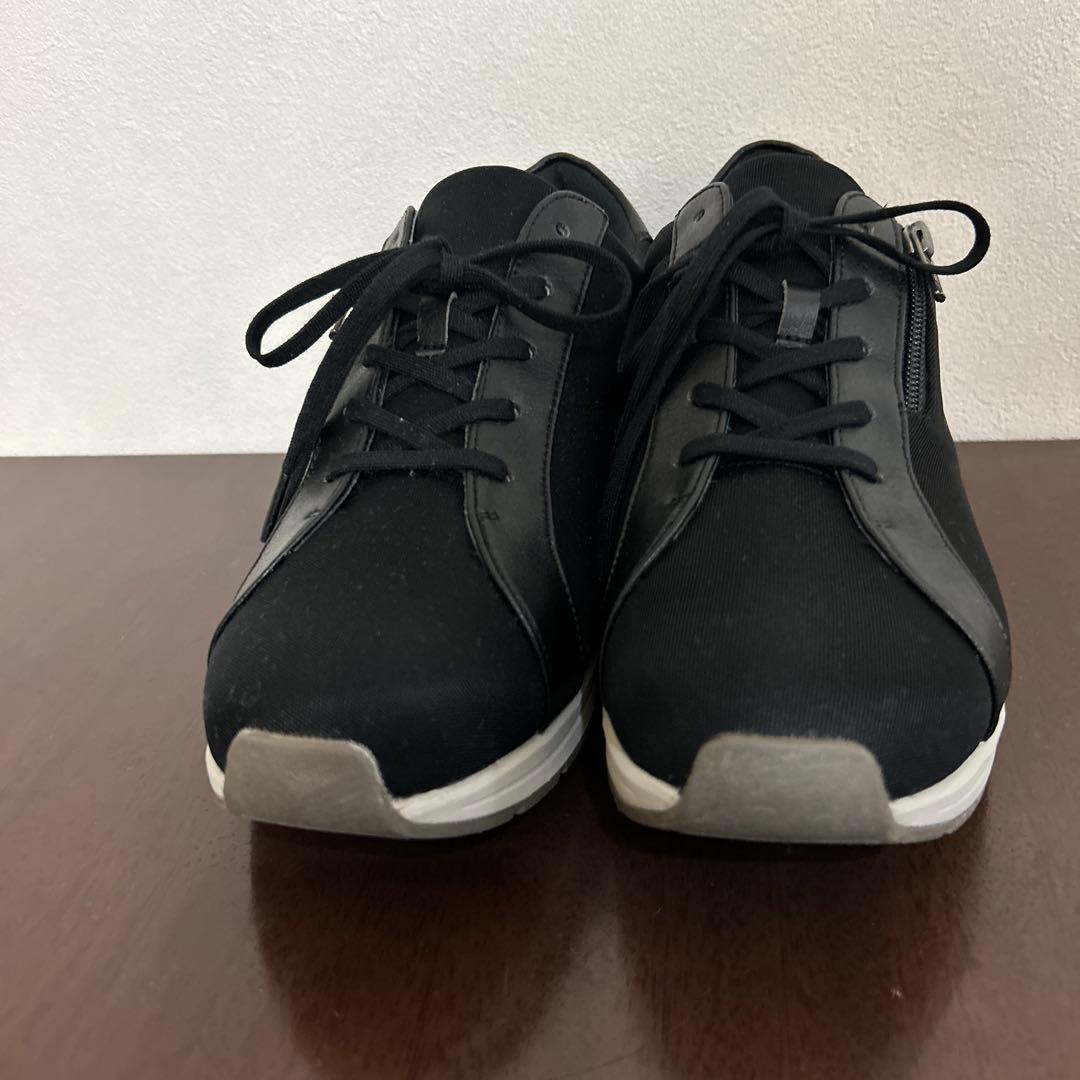 【美品】25.0 アカイシ AF126ジッパー付き黒スニーカー　厚底