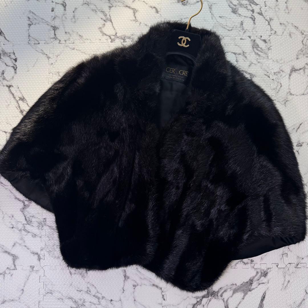 CERCRE セクレ　リアルファーショール　ブラックミンク　フォーマル