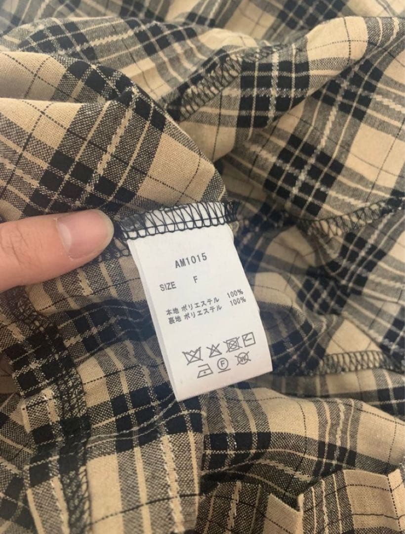 ワンピース andmary Nadia check long dress beige