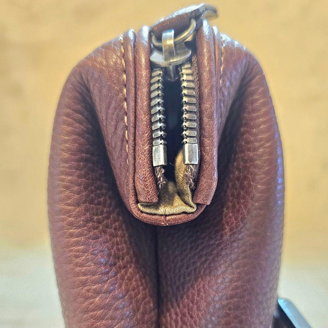 ☆美品☆ 土屋鞄 フレームレザー　セカンドバッグ　ブラウン