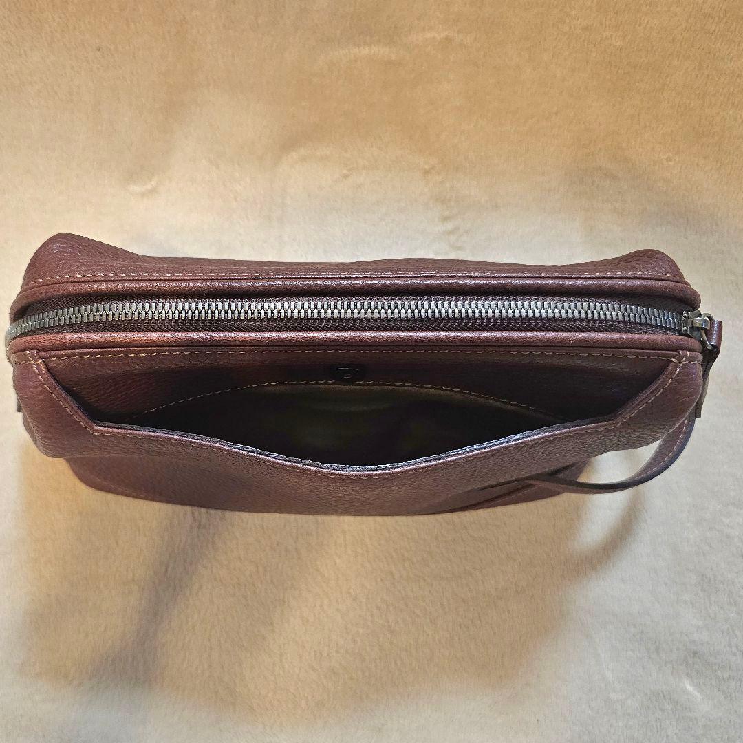 ☆美品☆ 土屋鞄 フレームレザー　セカンドバッグ　ブラウン