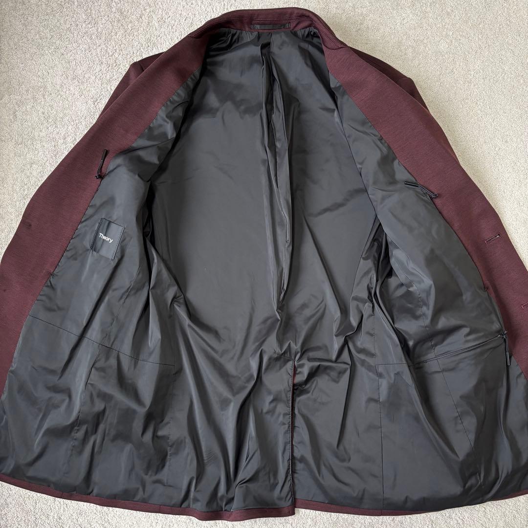 極美品 セオリー 現行タグ アンコンジャケット バーガンディ メンズ ストレッチ