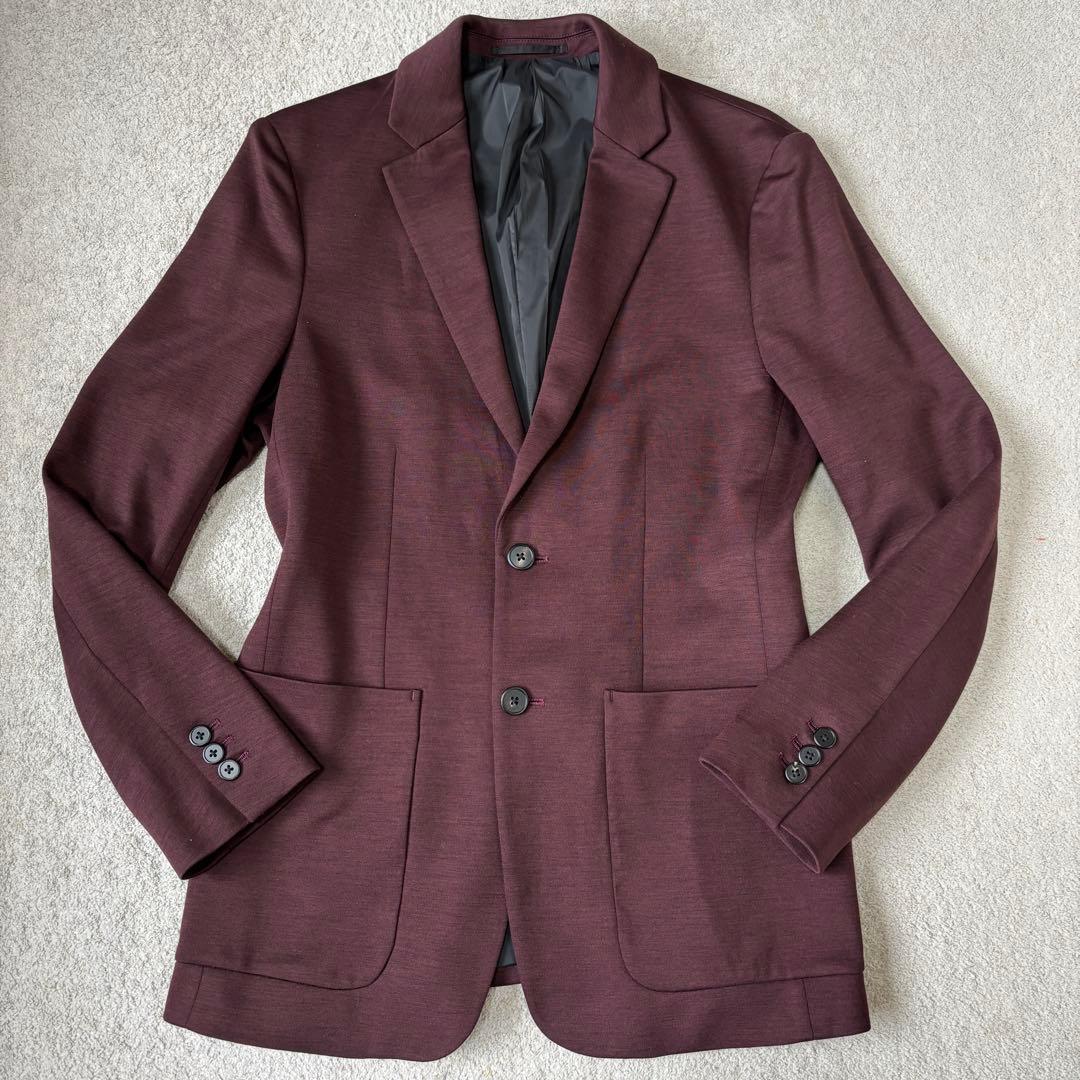 極美品 セオリー 現行タグ アンコンジャケット バーガンディ メンズ ストレッチ