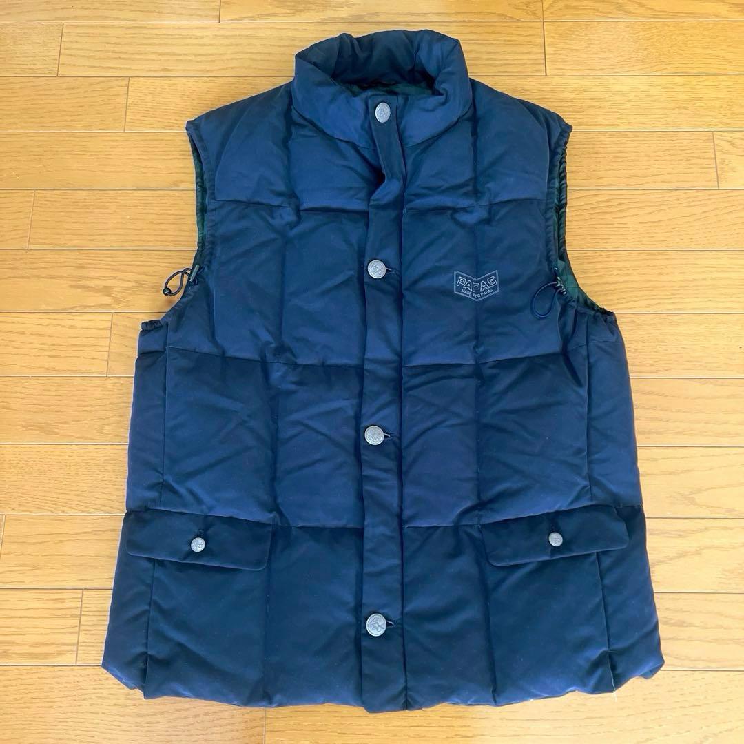 ファンダオPAPAS パパス ダウンベスト ネイビー 美品