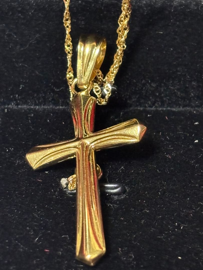 k18 十字架 ペンダント スクリューネックレスのセット