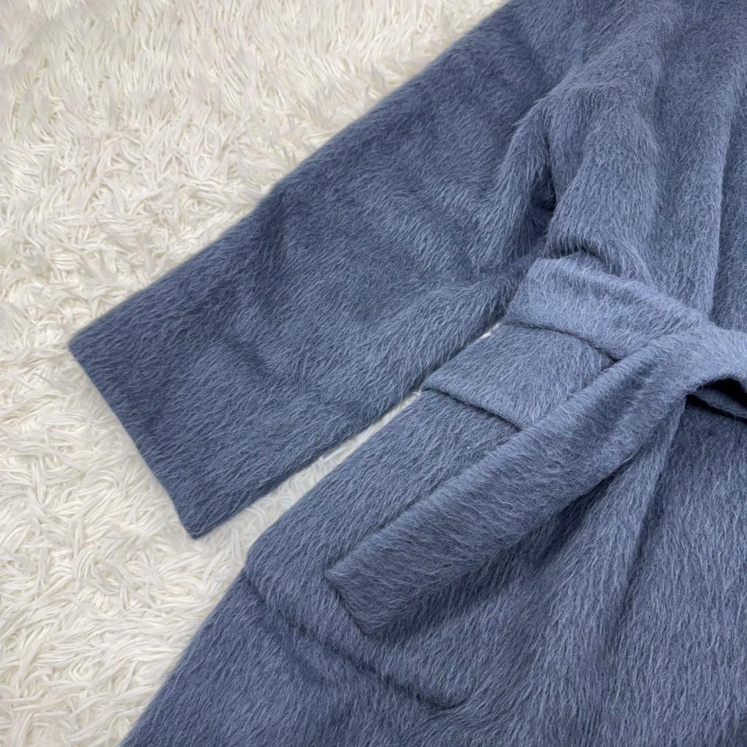 極美品✨YLEVE イレーヴ アルパカ シャギーコート ベルト付き ネイビー M