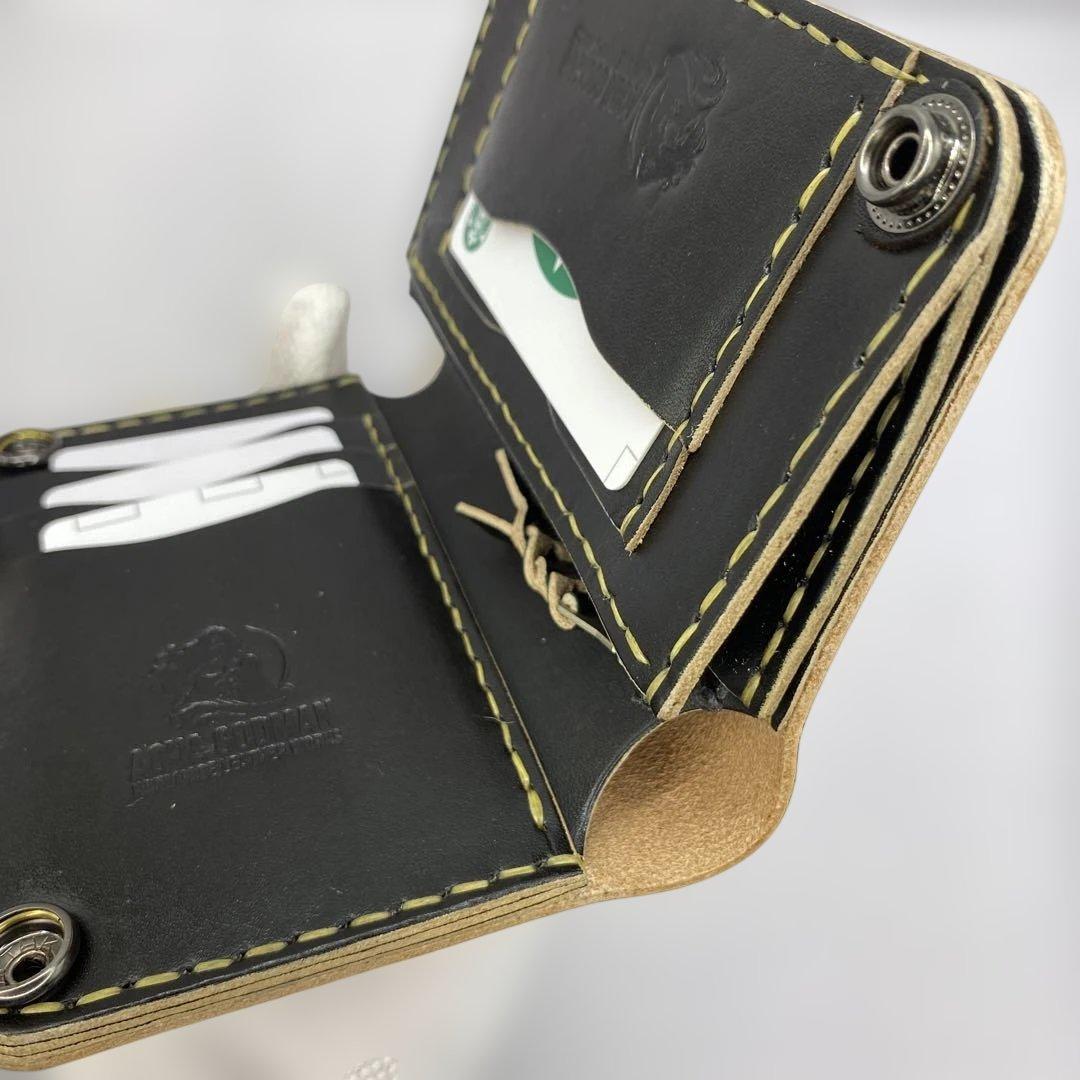 お札折らずに収納できる無骨な手染めミドルトラッカーウォレット BTW0627