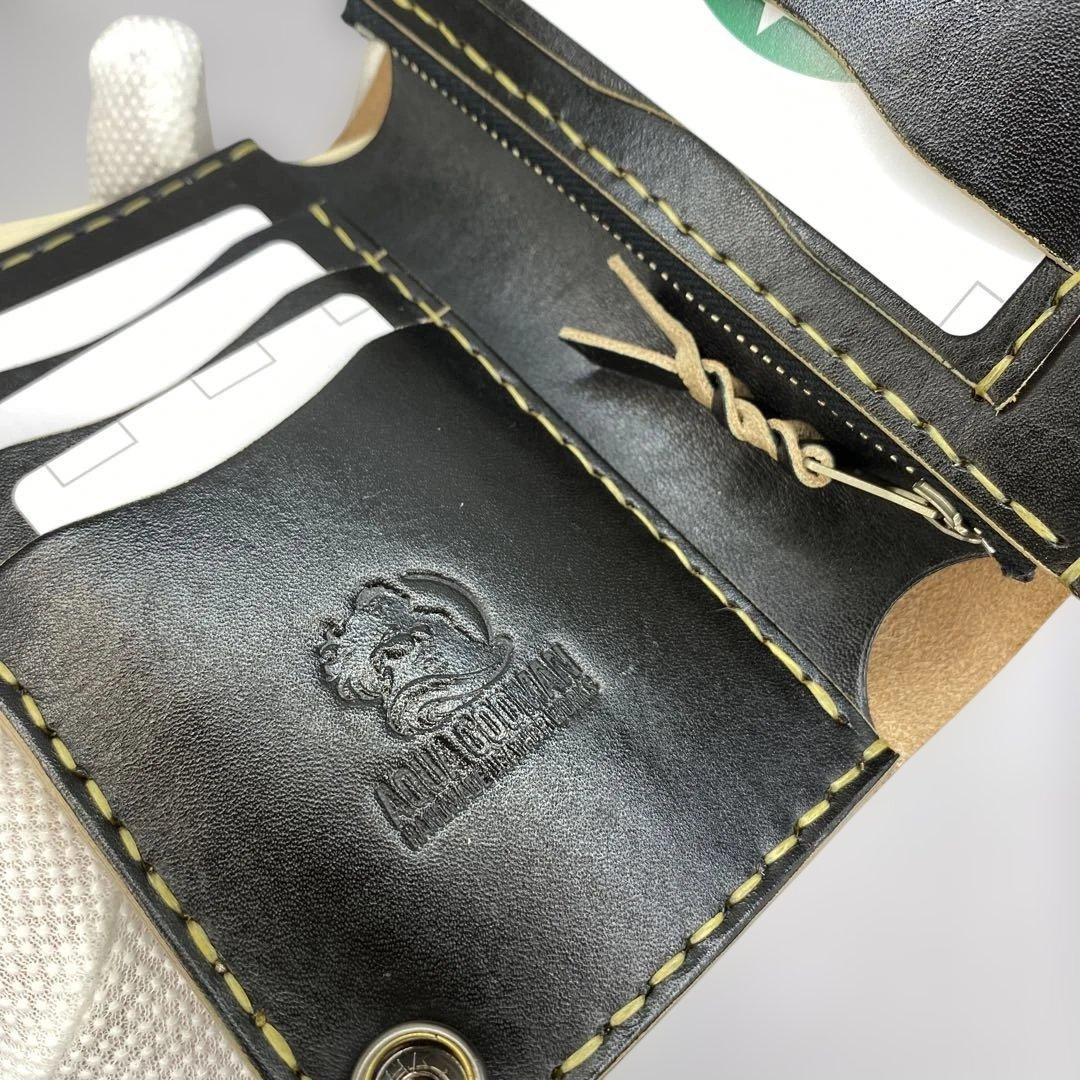 お札折らずに収納できる無骨な手染めミドルトラッカーウォレット BTW0627