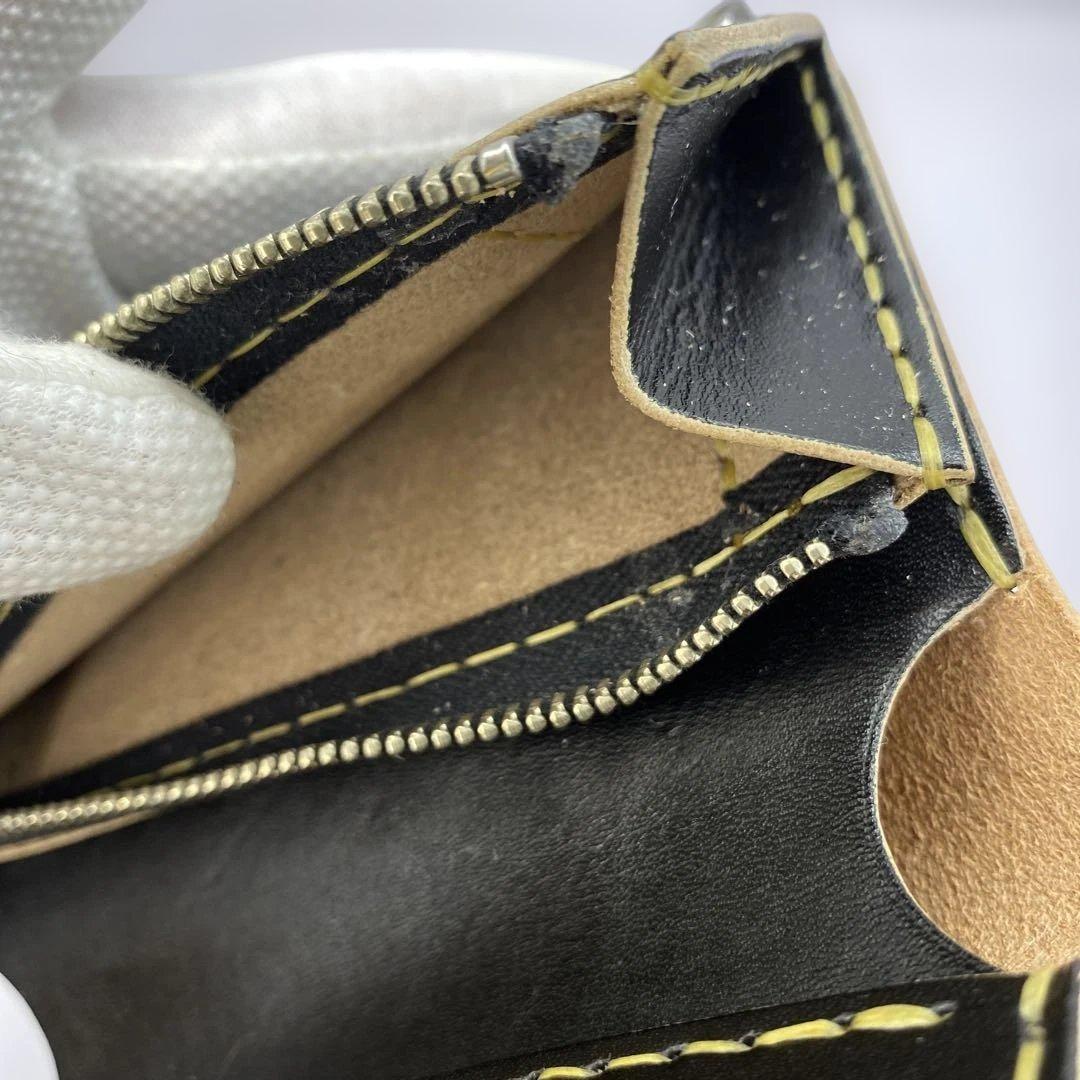 お札折らずに収納できる無骨な手染めミドルトラッカーウォレット BTW0627