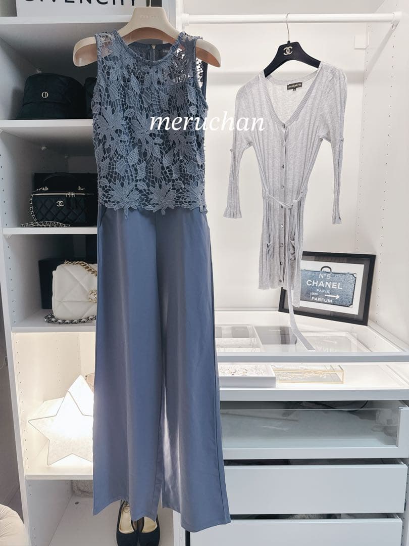 【美品】コーデ売り♡ドッキング ノースリーブオールインワン＆サマーカーディガン