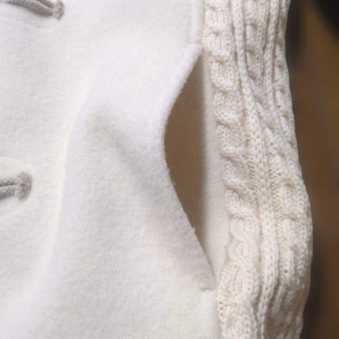 送料込み美品！NAISSANCE ダッフルコート お洒落ホワイト ウール混紡