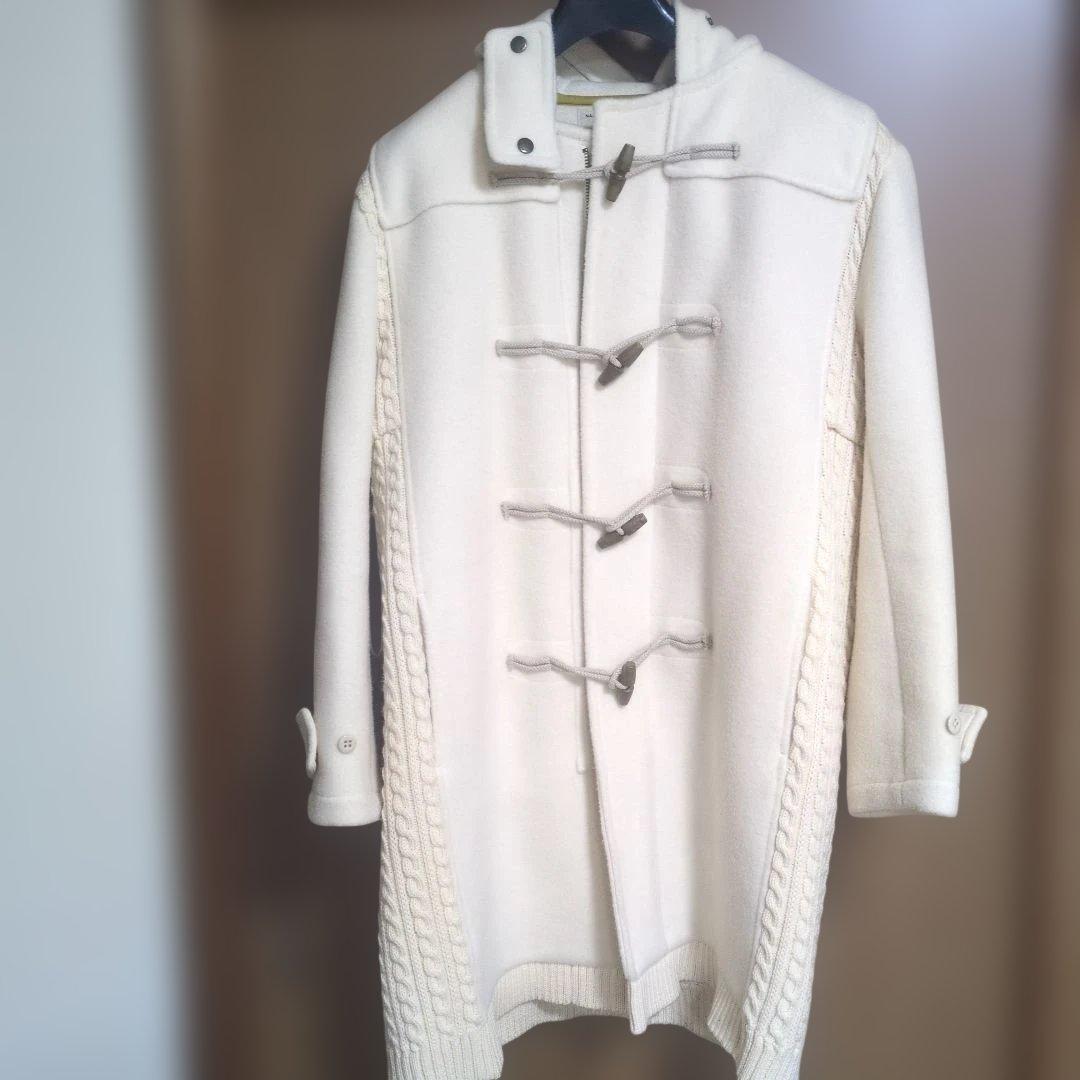 送料込み美品！NAISSANCE ダッフルコート お洒落ホワイト ウール混紡
