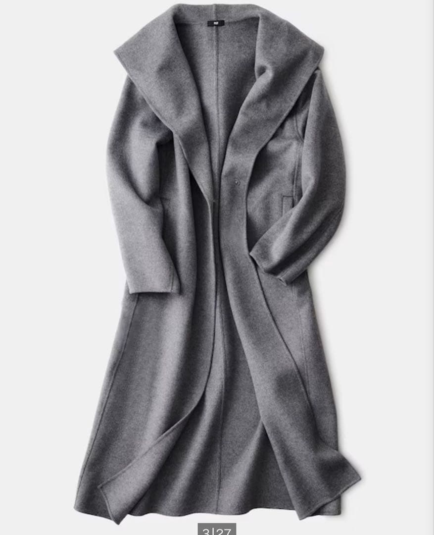 ウールブレンドリバーフーディーロングコート