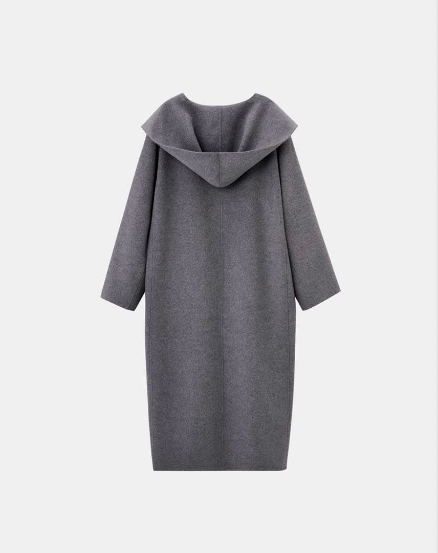 ウールブレンドリバーフーディーロングコート