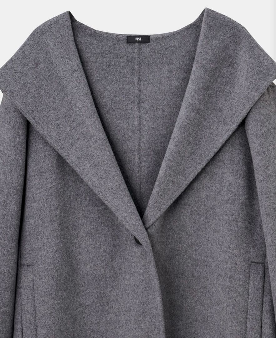 ウールブレンドリバーフーディーロングコート