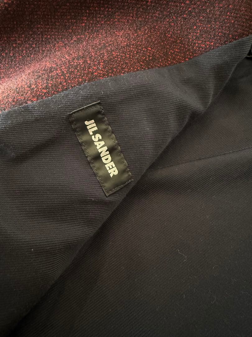 Jil sanderバーガンディ ウール混紡 ピーコート 48