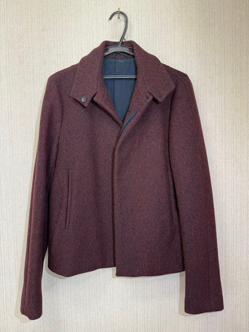 Jil sanderバーガンディ ウール混紡 ピーコート 48