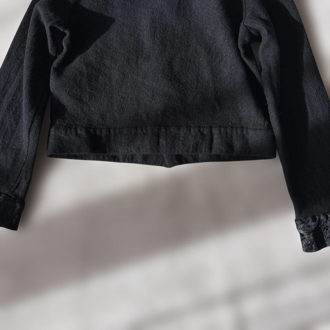 ビンテージ【ウール縮絨】トリココムデギャルソン　ジャケットS 黒　きりかえ　比翼