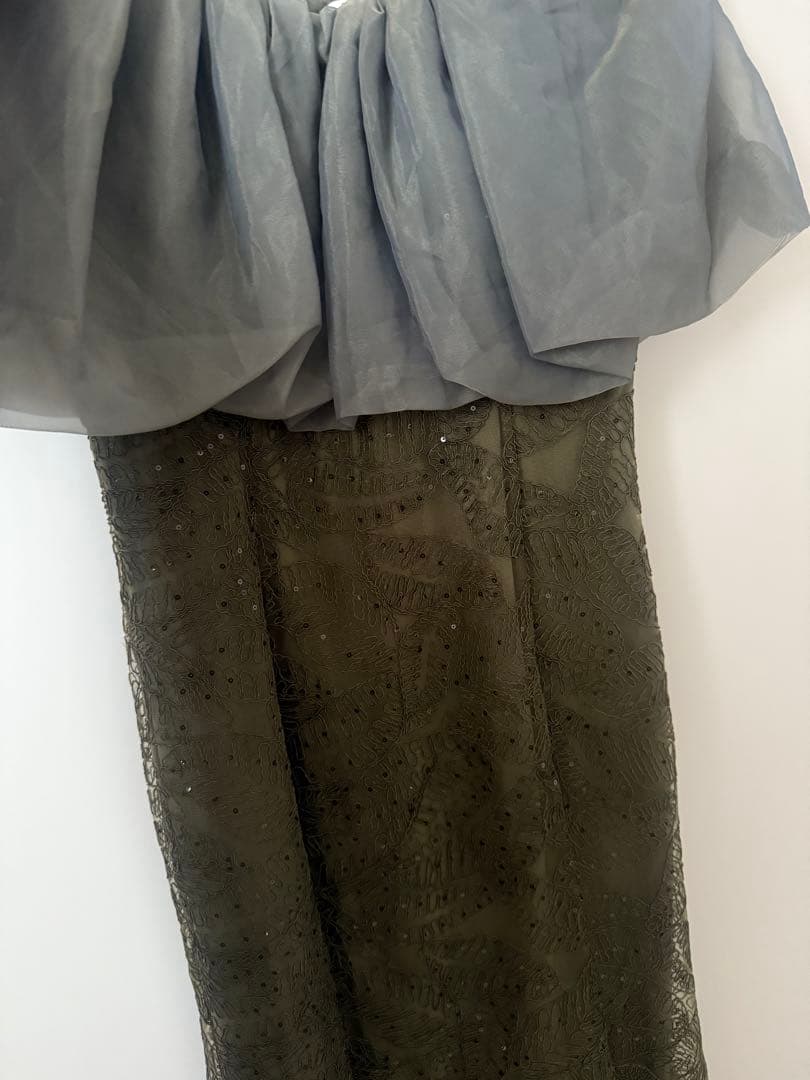 2WAYオフショルダーパフスリーブマーメイドワンピースドレス