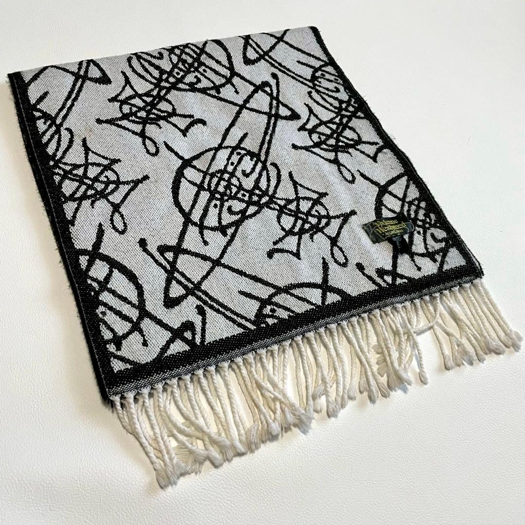 激レア【ヴィヴィアンウエストウッド】マフラー リバーシブル オーブ 白 黒