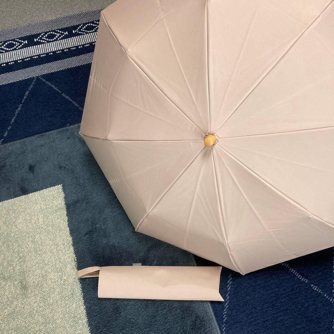サンバリヤ100 折りたたみ日傘　　2段折り/無地　　色　ピンク　木曲がり手元