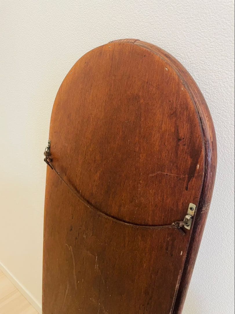 アーチ型 ラタンフレーム ミラー 姿見　コンパクト