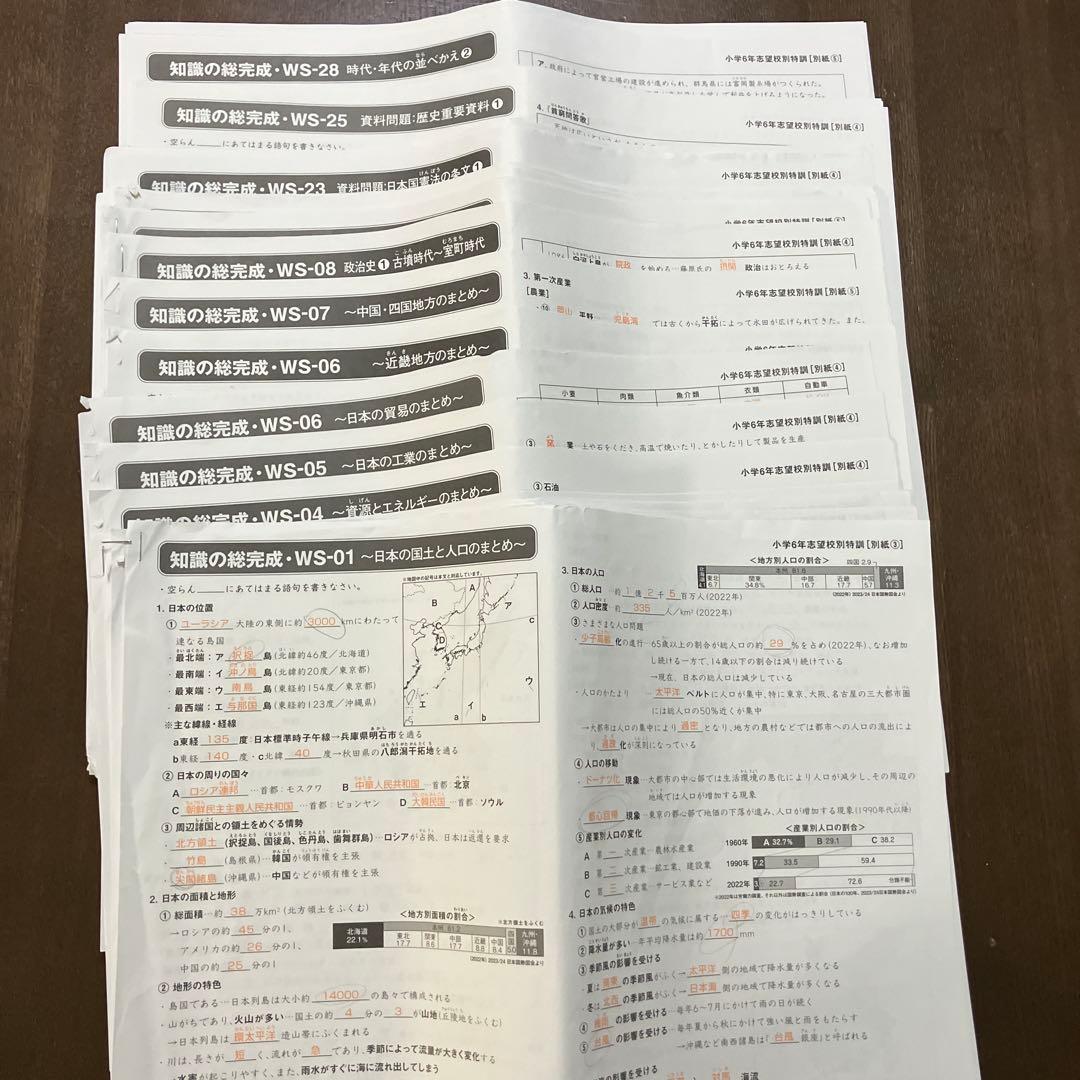 サピックス　6年　社会/テキスト(通常授業➕春夏冬講習、土特、SS等)まとめ売り